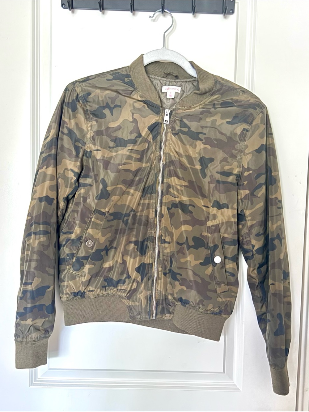 Xhilaration Olive and Khaki Camo Bomber Jacket